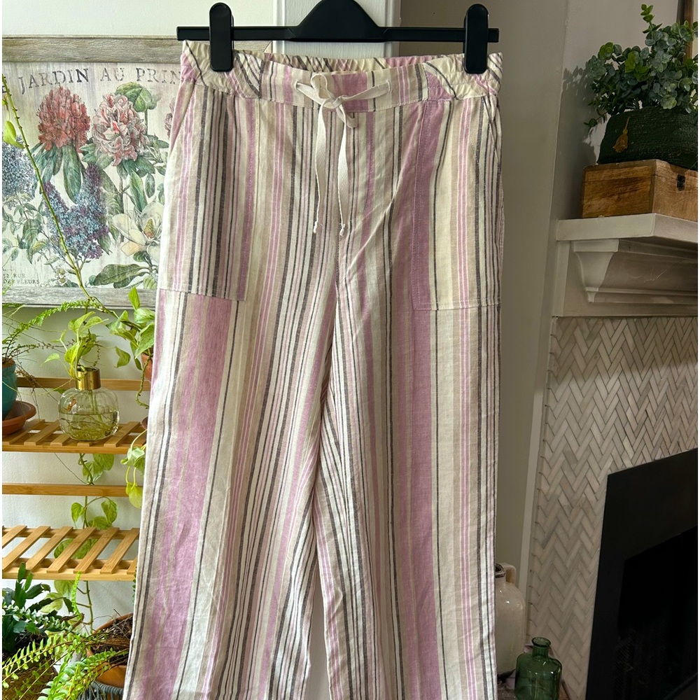 Land n sea springs summer pants vertical stripes elastic waistband